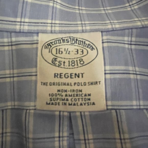 Men's Brooks Brothers Button-Down Regent - Blue Checkered Pattern - Picture 3 of 4
